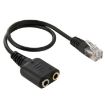 Dual 3.5mm Female to RJ9 Headset Adapter Cable - 30cm (Black) - 2