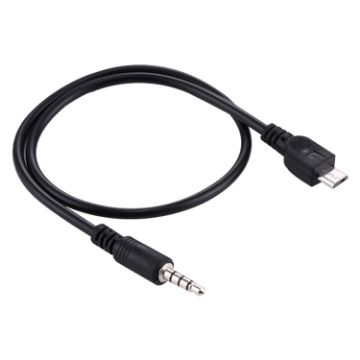3.5mm Male to Micro USB Male Audio AUX Cable, 40cm Black - 1