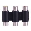 Female to Female AV 3 RCA Audio Video Coupler Adapter - Black - 2