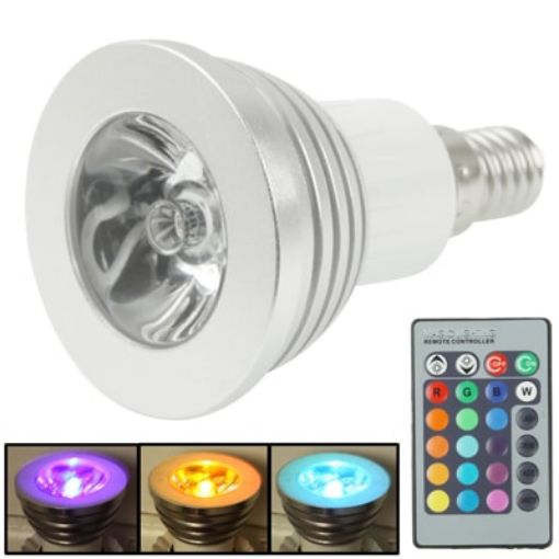 E14 3W RGB Flash LED Light Bulb - Remote Controller - AC 85-265V - 1