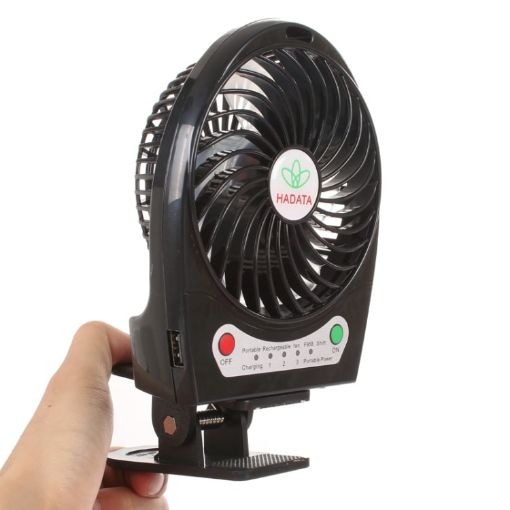 Hadata 4.3 inch Portable USB Rechargeable Fan with Clip - 1