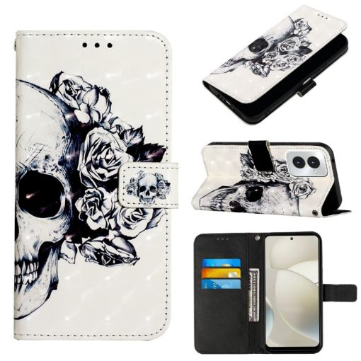 Motorola Moto G Power 5G 2024 Leather Phone Case - Skull - 1