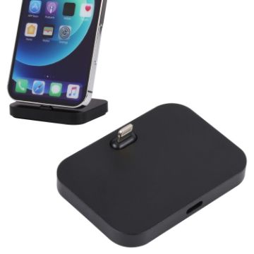 8 Pin Aluminum Desktop Charger for iPhone - Black - 1