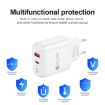 PD04 Type-C + USB Mobile Phone Charger with Type-C to 8 Pin Cable - 5