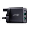 JOYROOM JR-TCN01 2.4A Dual Ports USB Charger, UK Plug - Black - 1