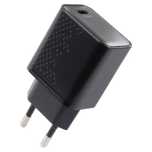 25W USB-C Travel Charger, EU Plug - Black - 1