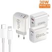 PD30W USB-C/Type-C + QC3.0 USB Dual Port Charger with 1m Type-C to 8 Pin Data Cable - 3