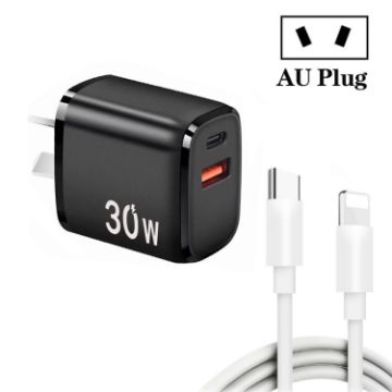 PD30W USB-C/Type-C + QC3.0 USB Charger with 1m Type-C to 8 Pin Data Cable - 1