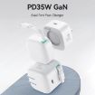 USAMS PD35W Dual Port GaN Fast Charger, US Plug (White) - 2