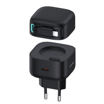 USAMS PD35W Dual Port GaN Fast Charger, EU Plug - Black - 1