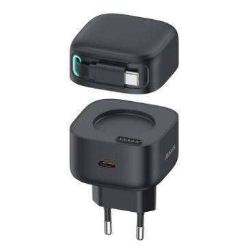 USAMS PD35W Dual Type-C Port GaN Fast Charger, EU Plug (Black) - 1