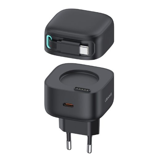 USAMS PD35W Dual Type-C Port GaN Fast Charger, EU Plug (Black) - 1