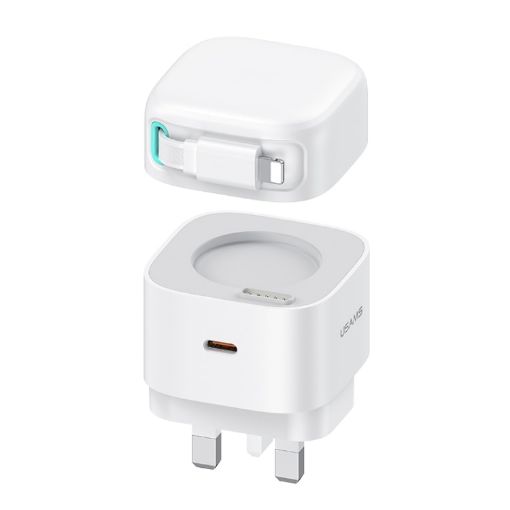 USAMS PD35W Dual Port GaN Fast Charger, UK Plug - White - 1