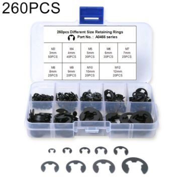 Picture of 260 PCS Car E Shape Circlip Snap Ring Assortment Retaining Rings