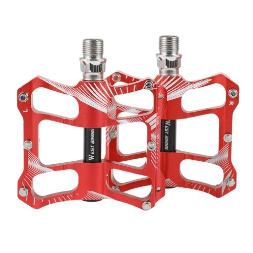 WEST BIKING YP0802080 Aluminum Alloy Bicycle Pedal - Red - 1