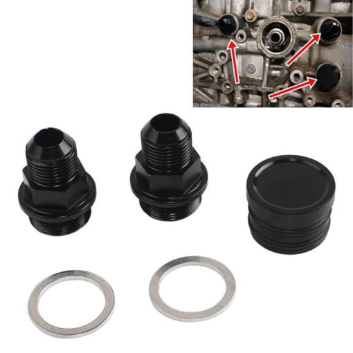 10AN Black Engine Rear Block Breather Fitting Adapter for Honda Oil Catch Can - 1