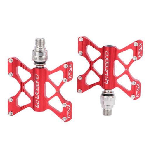 LitePro K5 Folding Bike Aluminum Pedals - Red - 1