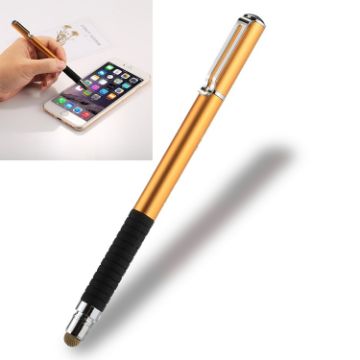 Universal 2 in 1 Thin Tip Stylus Pen for iPhone, iPad, Samsung - Gold - 1