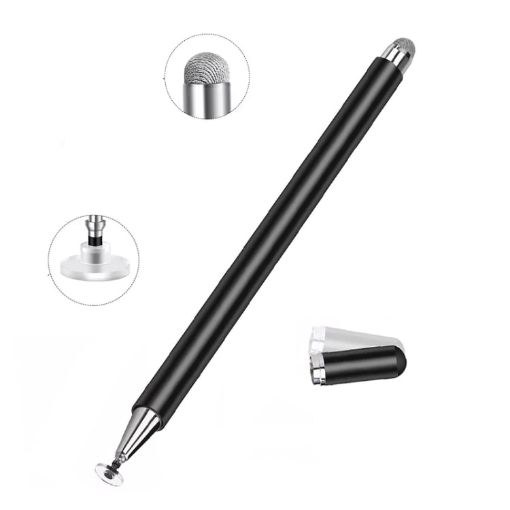 AT-30 2-in-1 Silicone Sucker + Conductive Cloth Head Handwriting Touch Screen Pen (Black) - 1