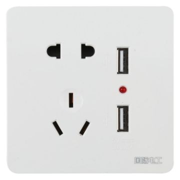 Universal Standard Wall Socket with 2 x USB Ports - Fast Charging - 1
