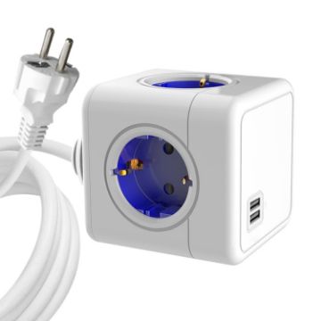 Creative Power Cube Socket Conversion Socket EU Plug Blue 1.5m - 1