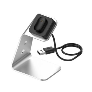 Aluminum Charger Holder for Fitbit Inspire - Fast Charging (Silver) - 1