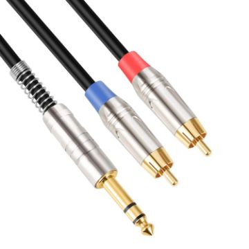 6.35mm Male to Dual RCA Male Audio Cable, 1.8m Length - 1