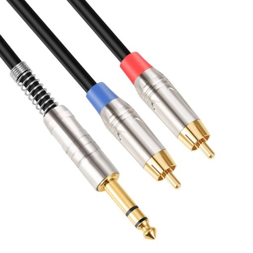 6.35mm Male to Dual RCA Male Audio Cable, 1.8m Length - 1