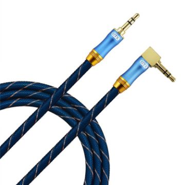 EMK 90-Degree Car 3.5mm Audio Cable Extension Cable, 3M Blue - 1