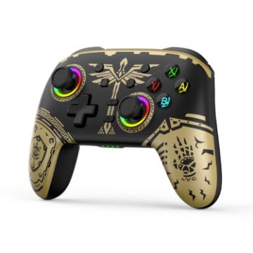 Wireless Bluetooth Vibration Gamepad for Nintendo Switch - Black Gold - 1