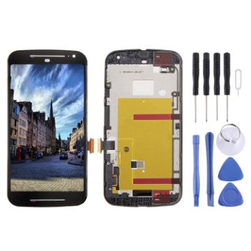 Motorola Moto G2 LCD Frame Touch Pad Digitizer Assembly Black - 1