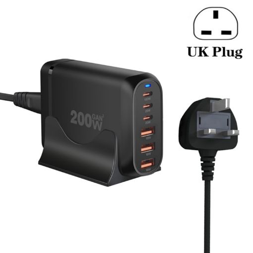 GaN PD100W Type-C x 3 + USB x 3 Multi Port Laptop Adapter - UK Plug - 1