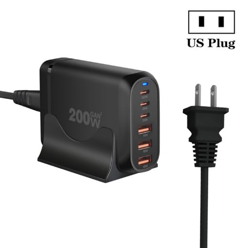 GaN PD100W Type-C x 3 + USB x 3 Laptop Adapter - US Plug - 1