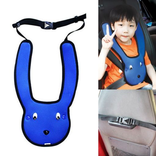 Blue Car Child Rabbit Double Shoulder Seat Belt Adjuster - 1
