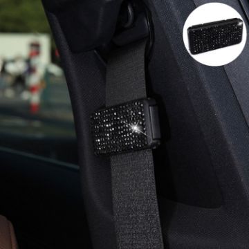 Picture of Car Seat Belts Crystal Clip Fixer Tightening Regulator (Black)