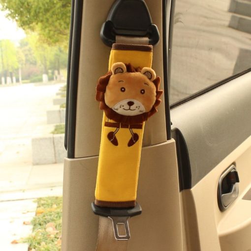 Children Car Seat Belt Cartoon Cover - Lion Design - 1