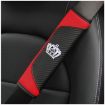 Carbon Fiber Leather Car Seat Belt Cover Shoulder Protection - Crown Red - 1