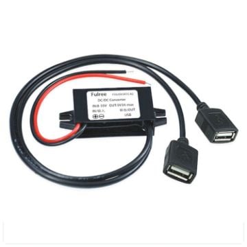 Picture of 12V to 5V 3A Car Power Converter DC Module Voltage Regulator, Style:Dual USB Female