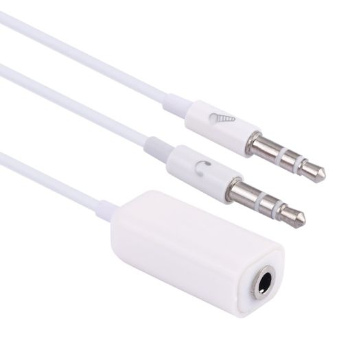 3.5mm Female to Male Microphone & Earphone Adapter Cable for Apple - 78cm White - 1