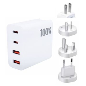 GaN 100W Dual USB + Dual USB-C Charger for Apple MacBook - US/EU/UK/AU Plug - 1