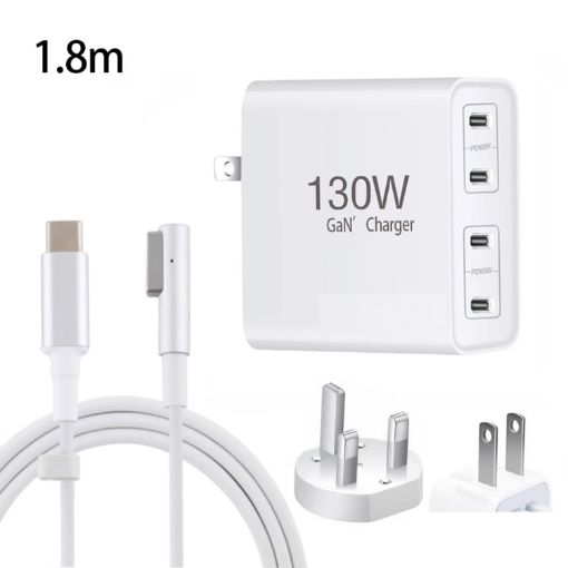 GaN 130W 4-Port USB-C PD65W/PD30W Charger with Type-C to MagSafe Cable - 1