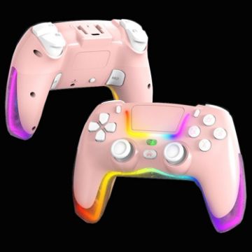 PS4 Dazzle Color Light Wireless Bluetooth Grip - Pink - 1