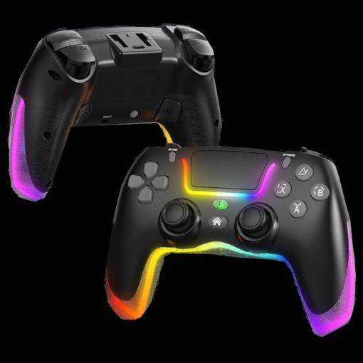 PS4 Dazzle Color Light Wireless Bluetooth Grip - Black - 1