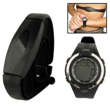 Picture of Heartbeat Rate Monitor Watch with Chest Transmitter Band/Time/Alarm/Timing (Black)