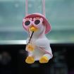Car Cartoon Duck Rear View Mirror Interior Pendant - Pink Hat Duck - 1