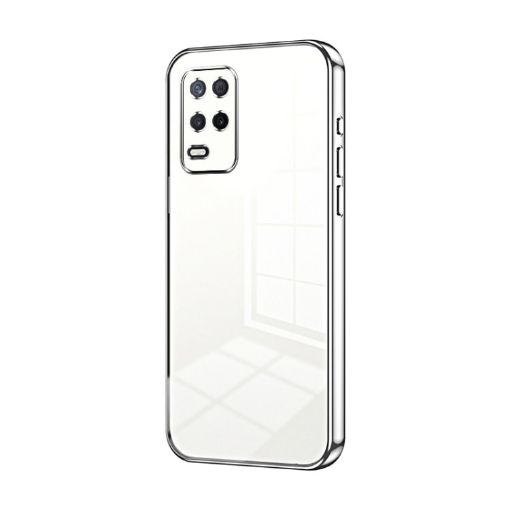 Silver Transparent Plating Case for Realme 8 5G - Fine Hole Design - 1