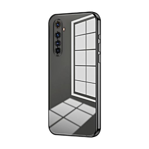 Black Transparent Plating Case for Realme X50 Pro - Fine Hole Design - 1