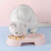 Picture of Pet Double Bowl Non-Slip Anti-Tip Drinking Feeder Cats Dog Supplies (Apricot)