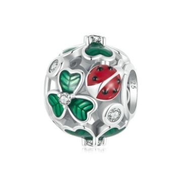 Picture of S925 Sterling Silver Seven-star Ladybug Four-leaf Clover Hollow DIY Beads (SCC2722)