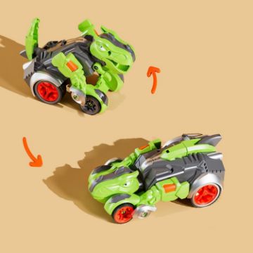 Picture of 2 In 1 Dinosaur Transforming Engineering Car Inertial Automatic Crash Toy, Color: Racing-T-Rex Green